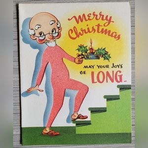 🎅🏼 RARE 1940s Vintage Funny Naughty Christmas Card - Made by A Nova Laugh 🎅🏼